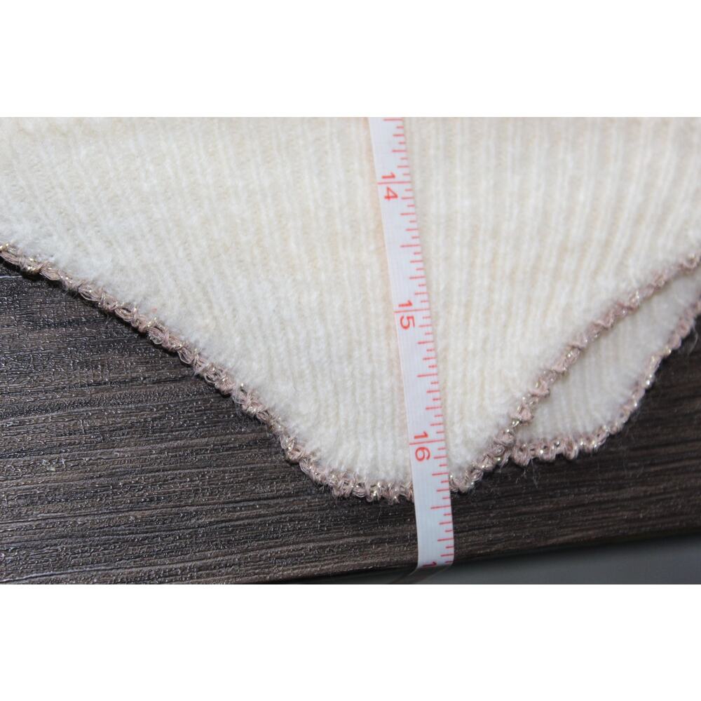 Farm Rio Cropped Sweater Scallop Hem Metallic Gold Cream Small - Picture 7 of 10